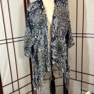 Soft Surroundings embellished hi/lo cardigan s/m
